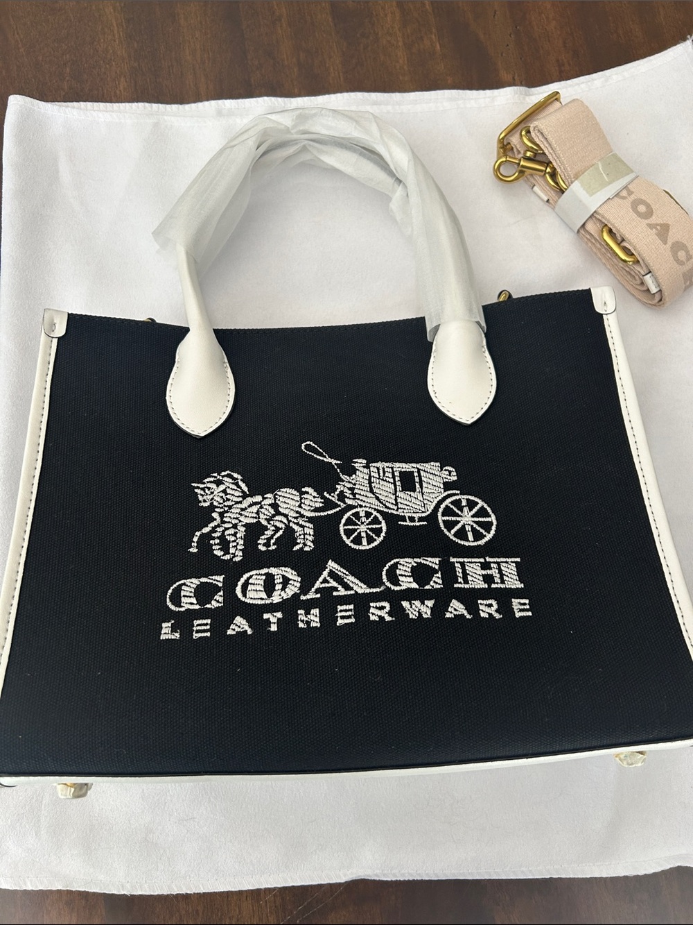 Inspire Style Black Canvas Tote with White Trim and Logo